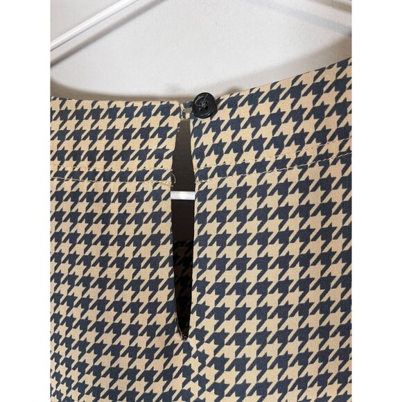 Liz Claiborne Houndstooth Top 22 Tan Classic Old Money Chic Resort Retro Neutral - Picture 3 of 11